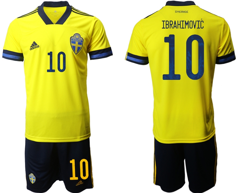 Men 2021 European Cup Sweden home yellow #10 Soccer Jersey1->england jersey->Soccer Country Jersey